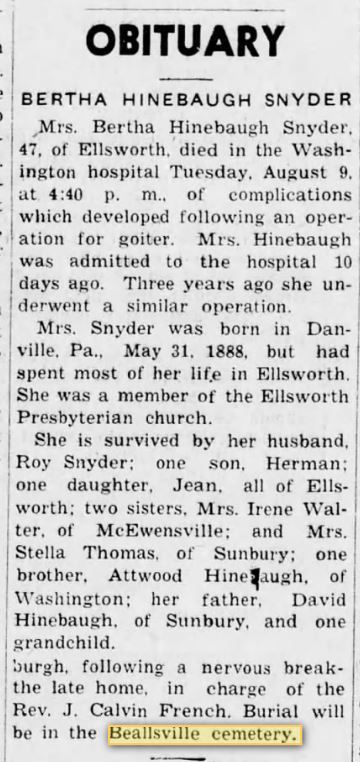 Bertha Hinebaugh Snyder